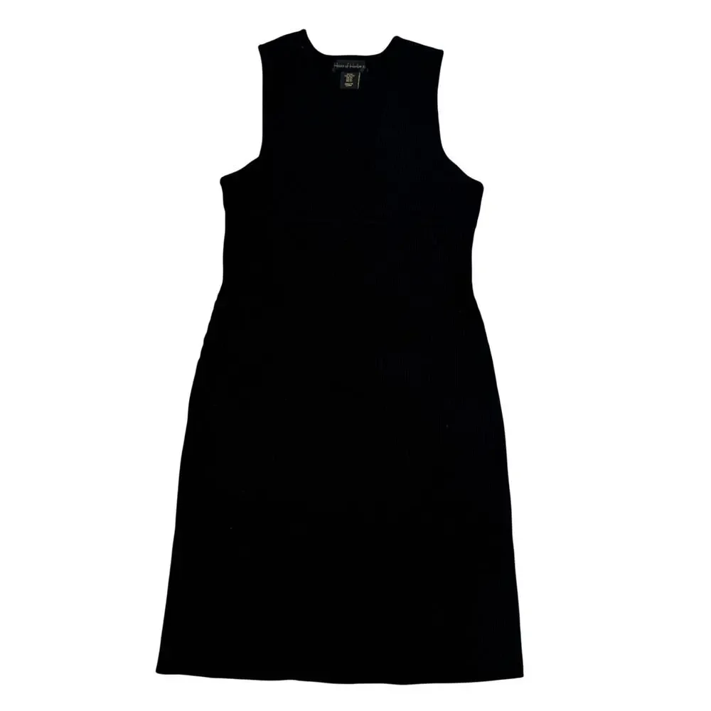 House of Harlow Knit Midi Dress Black Women's XS LBD Clean Minimalist Luxury - Picture 1 of 10